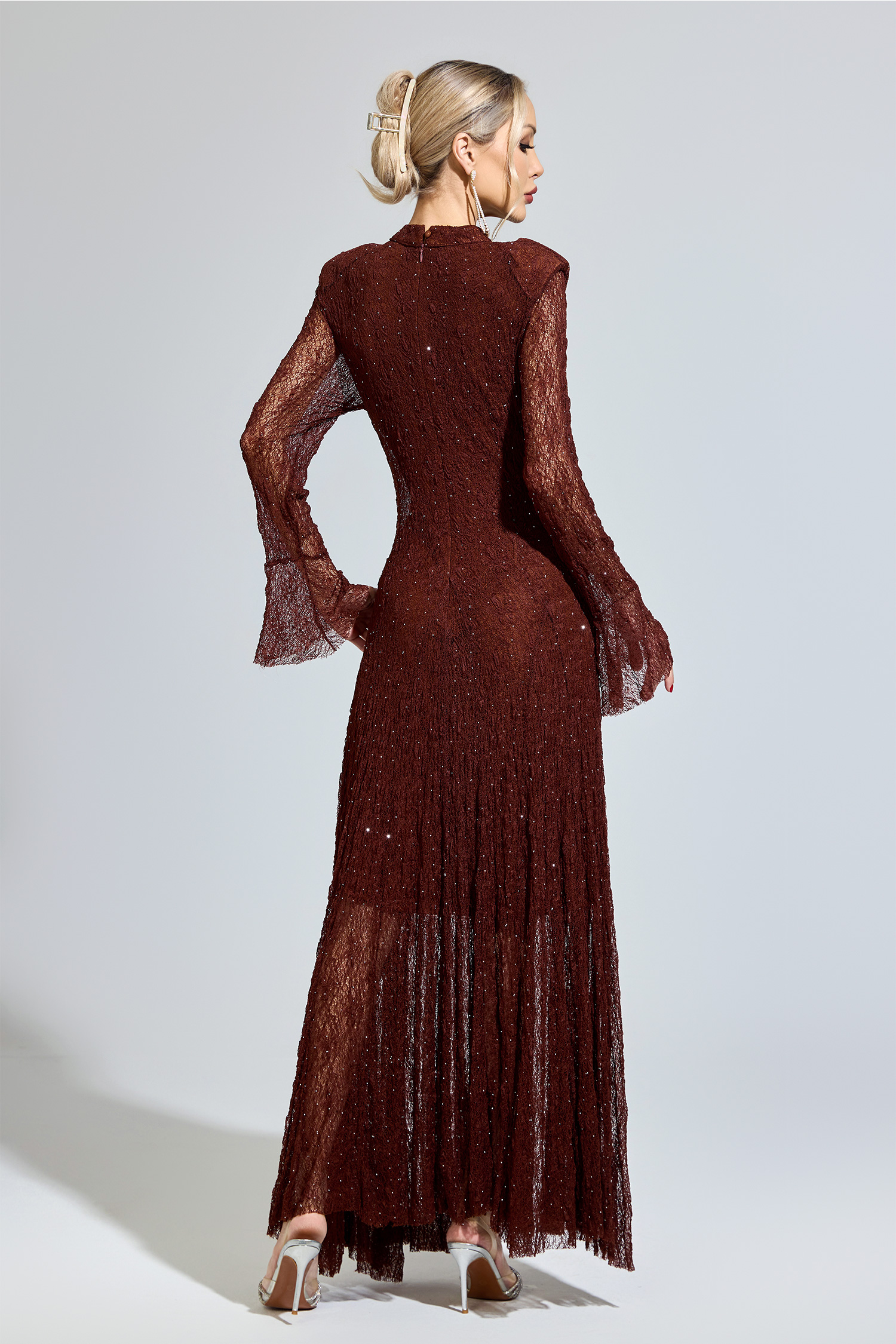 Walker Brown Lace Long Sleeve Dress