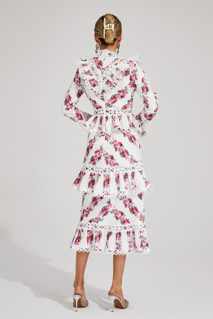 Eipstein Pink Floral Midi Dress