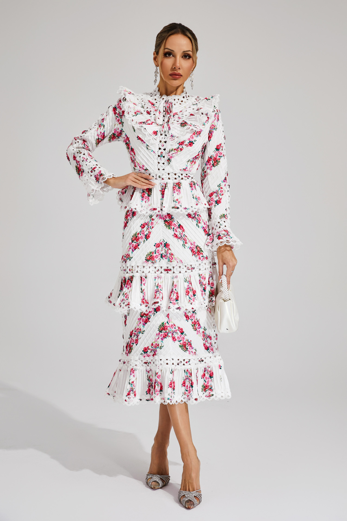 Eipstein Pink Floral Midi Dress