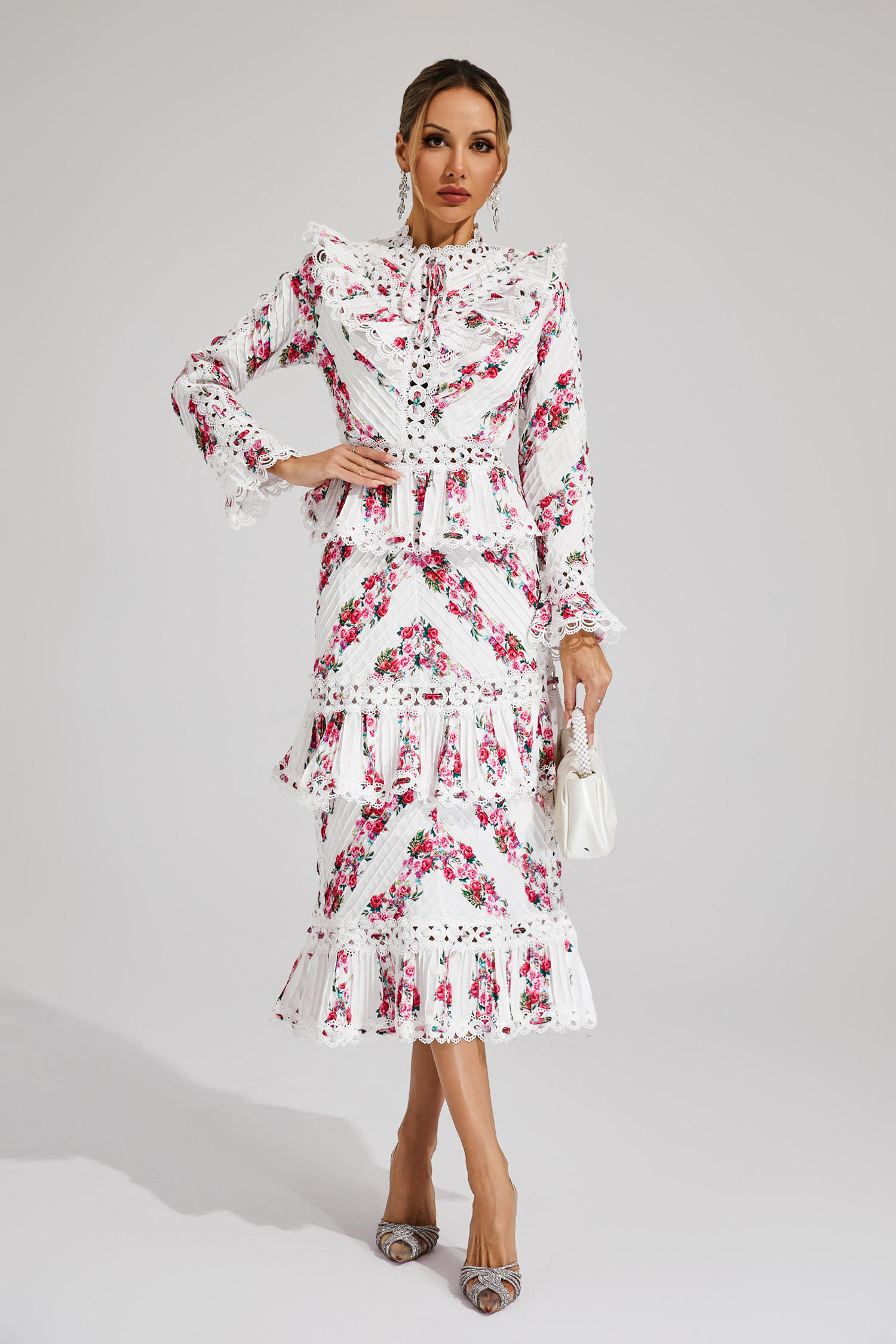 Eipstein Pink Floral Midi Dress