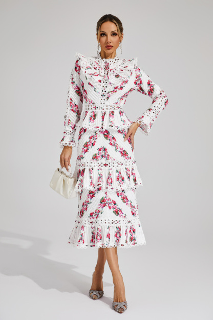 Eipstein Pink Floral Midi Dress