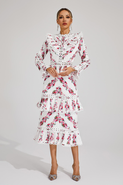 Eipstein Pink Floral Midi Dress