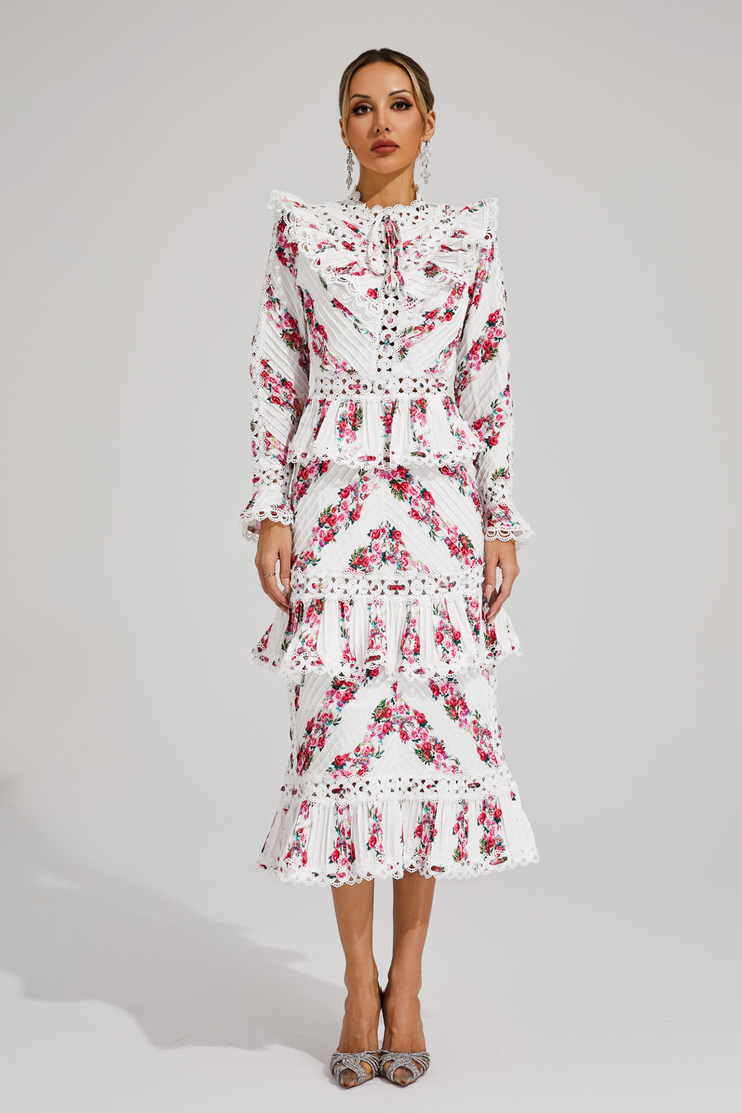 Eipstein Pink Floral Midi Dress
