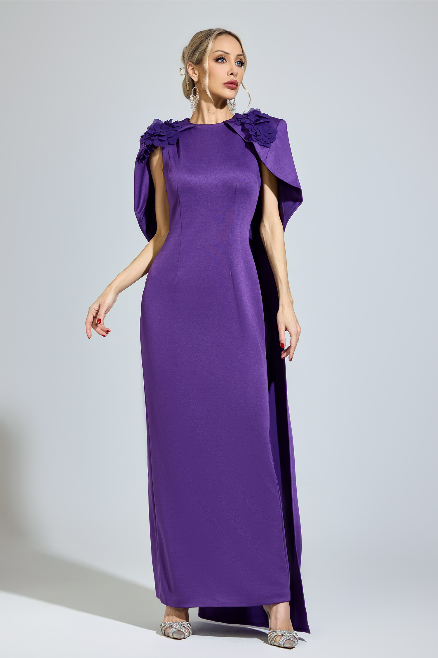 Borges Purple Cape Formal Dress
