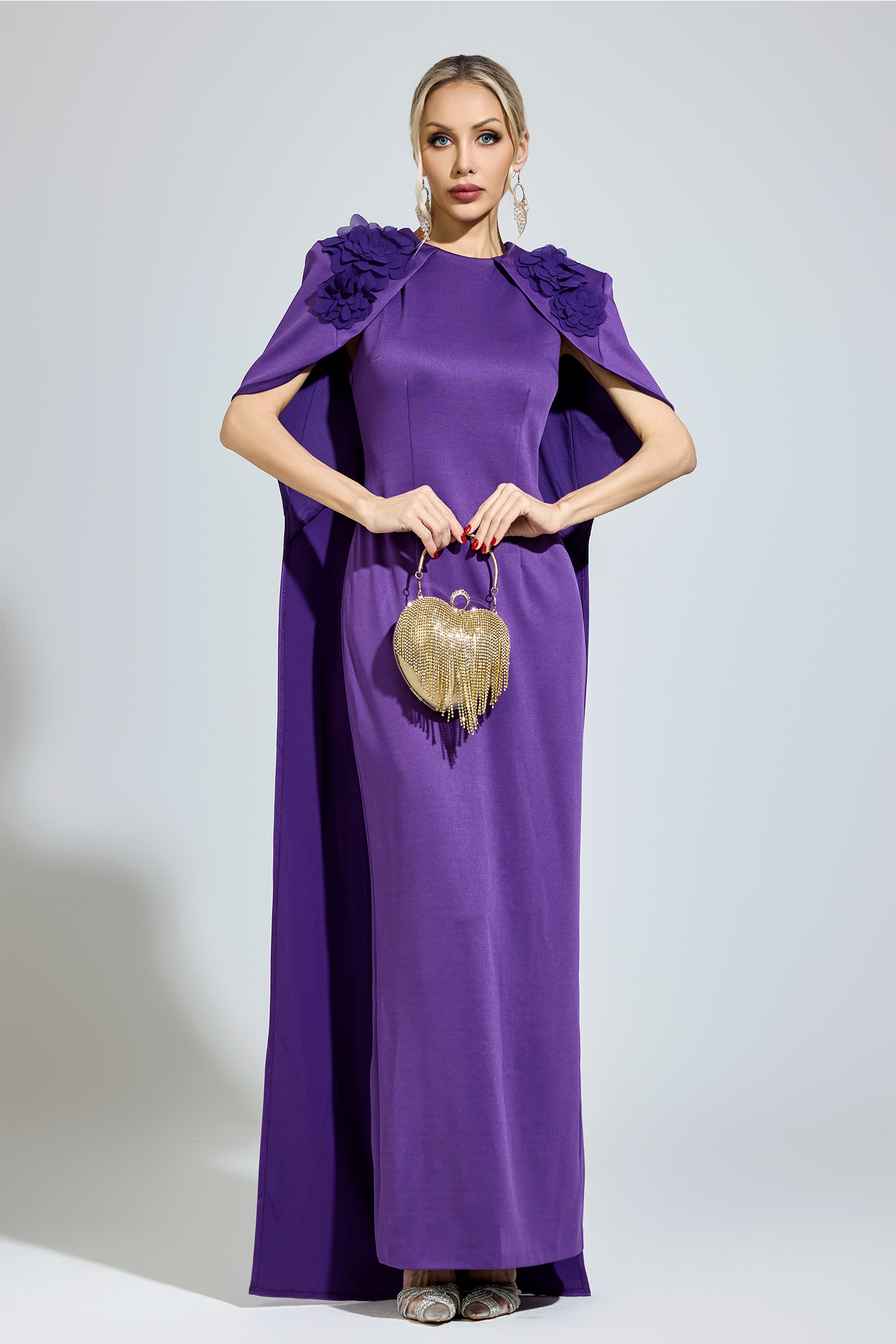 Borges Purple Cape Formal Dress