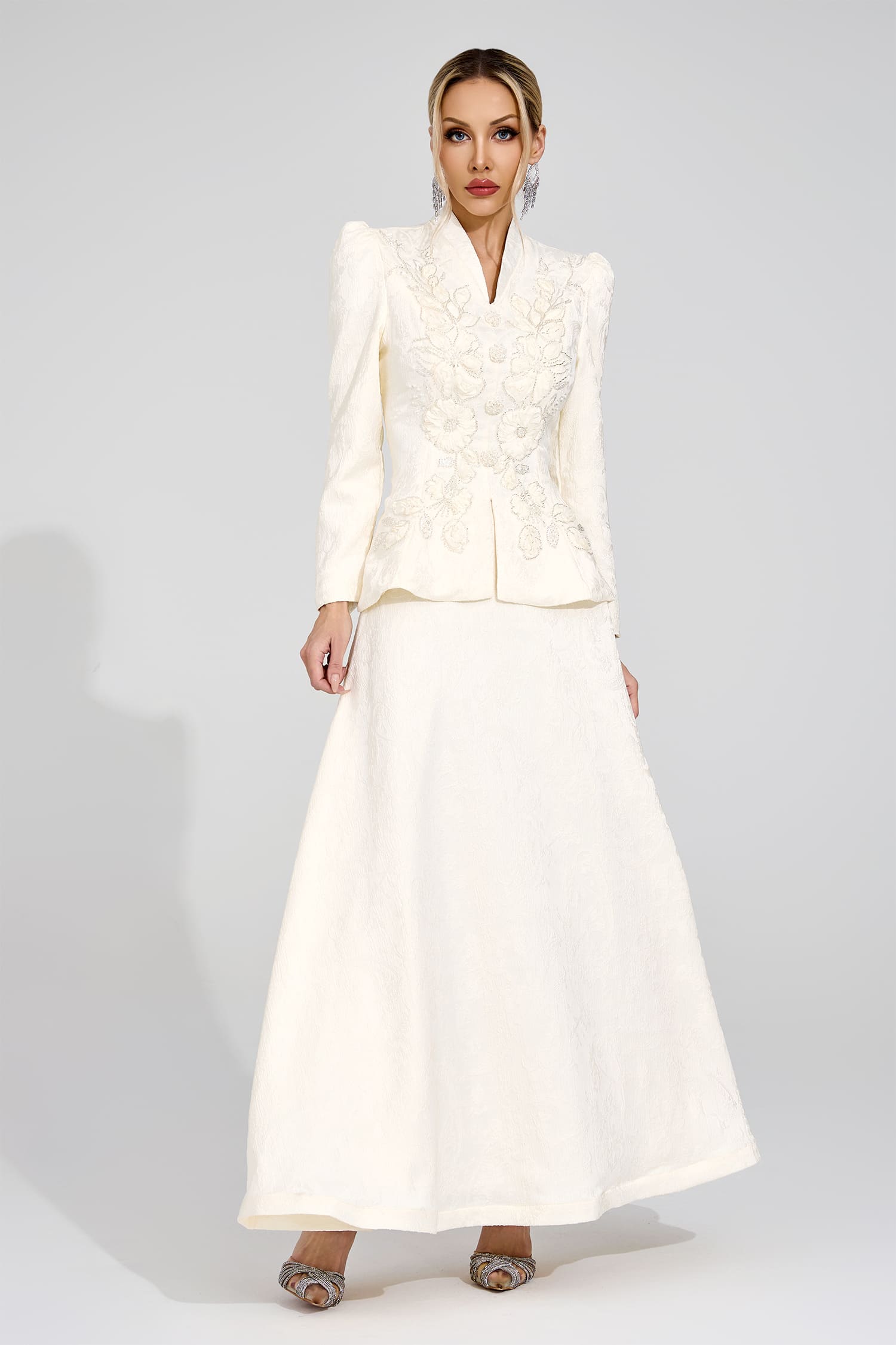 Oline Apricot Embroidered Set