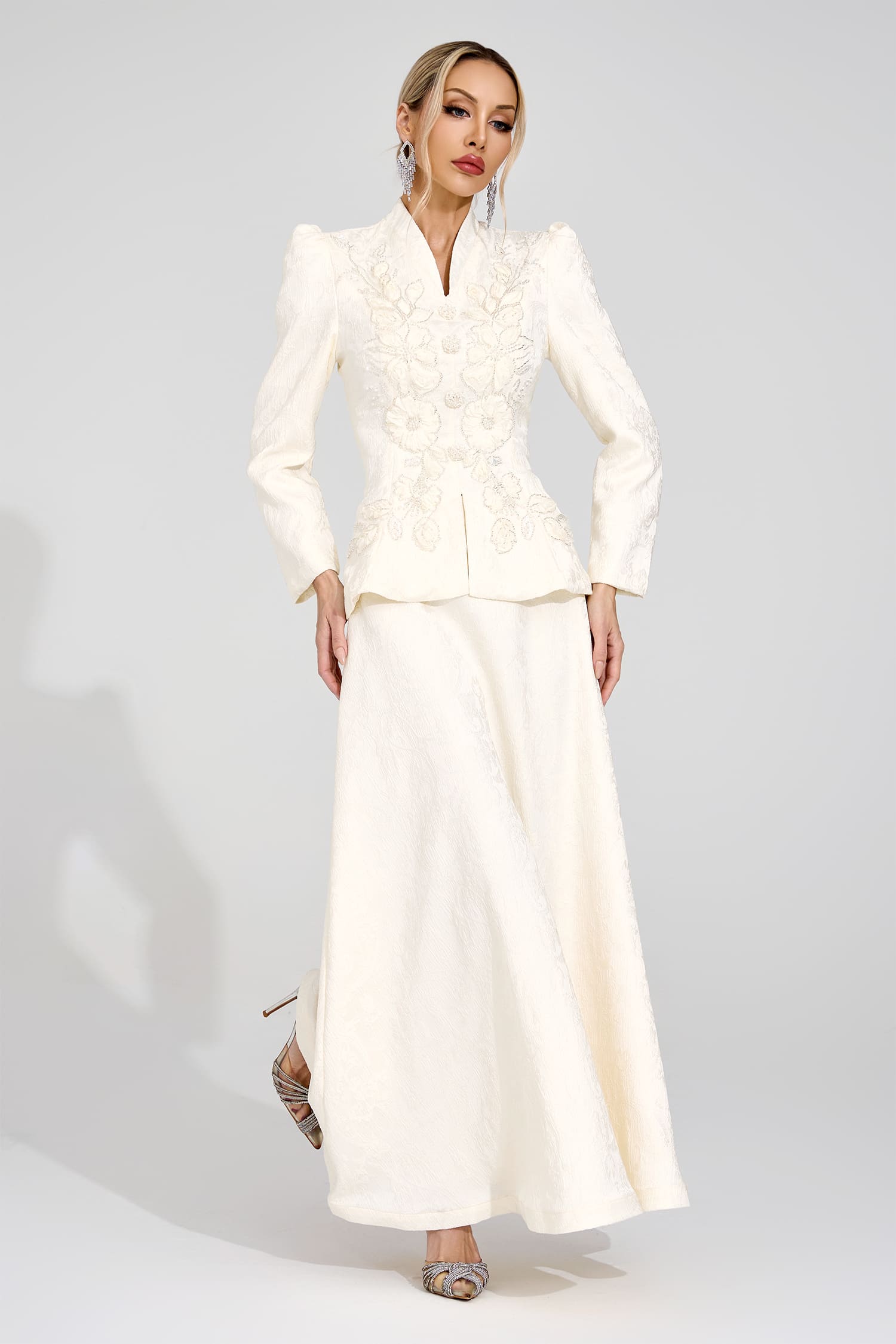Oline Apricot Embroidered Set