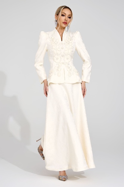 Oline Apricot Embroidered Set