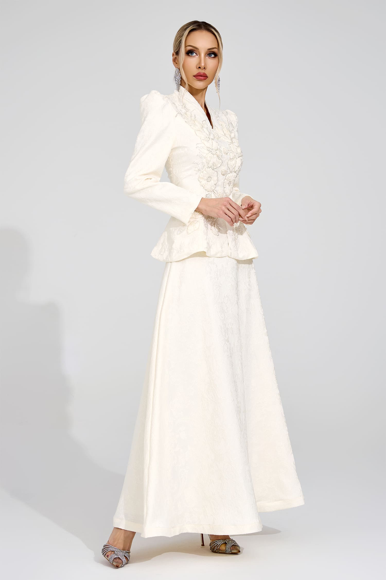 Oline Apricot Embroidered Set