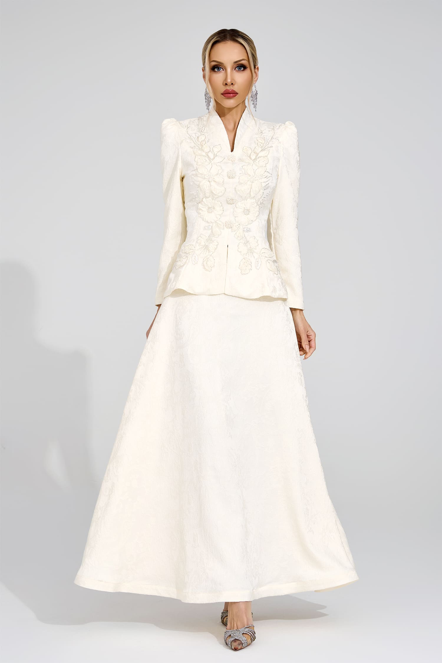Oline Apricot Embroidered Set
