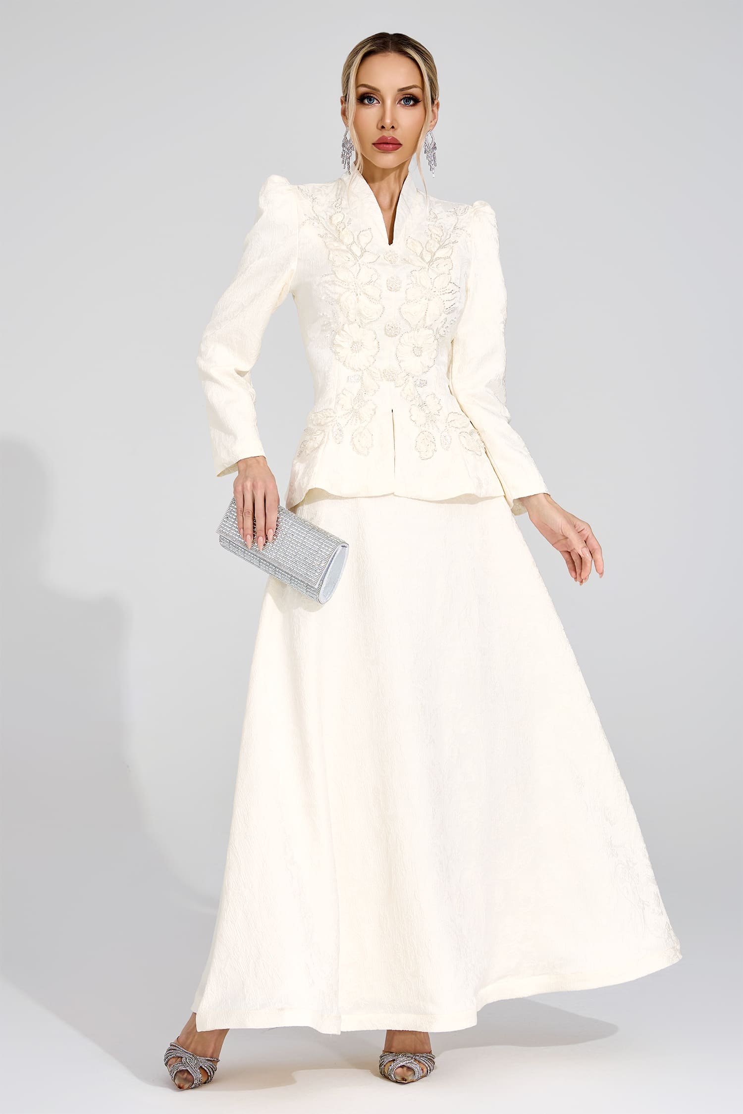 Oline Apricot Embroidered Set