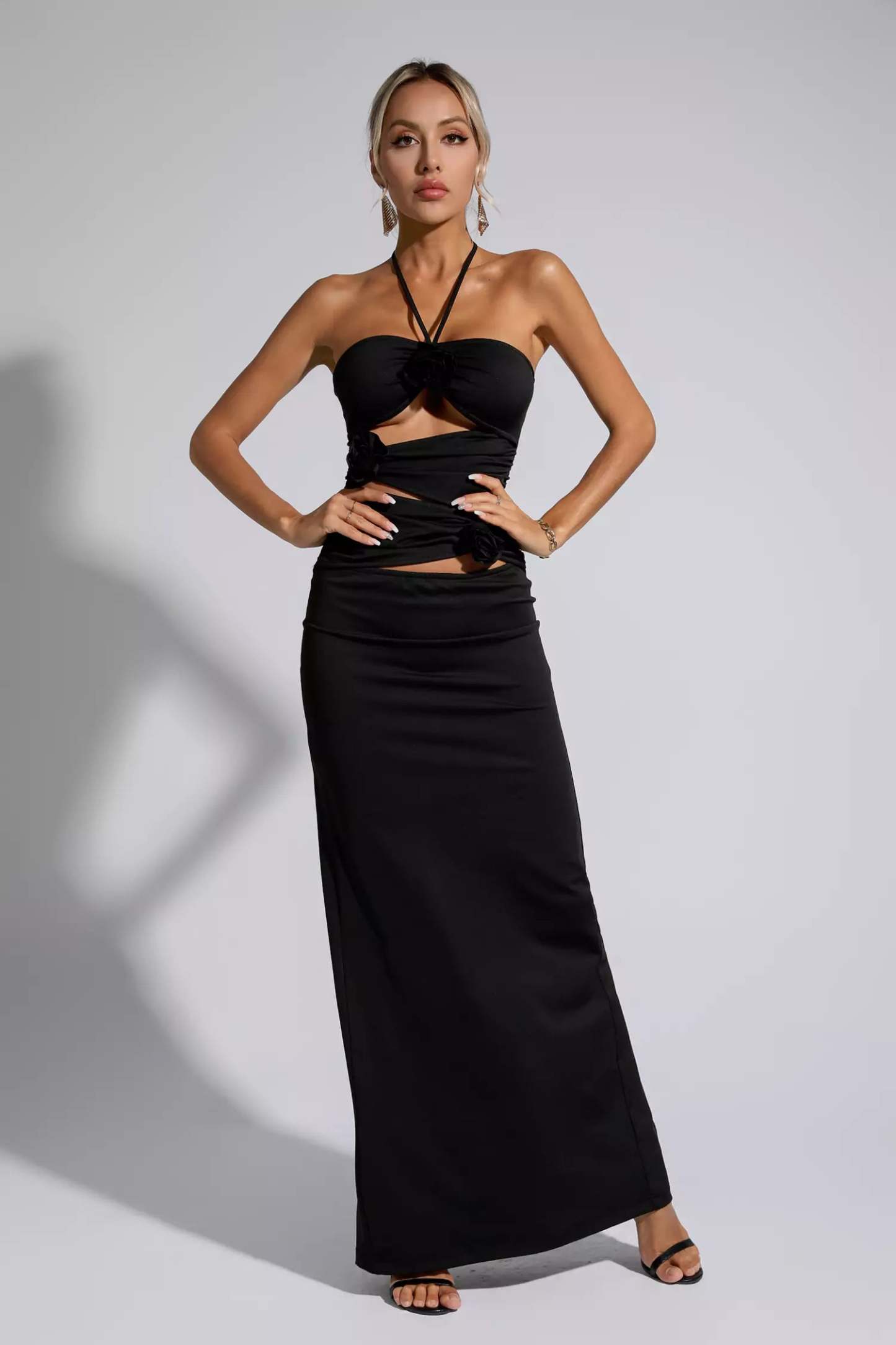 Cliff Black Floral Maxi Dress