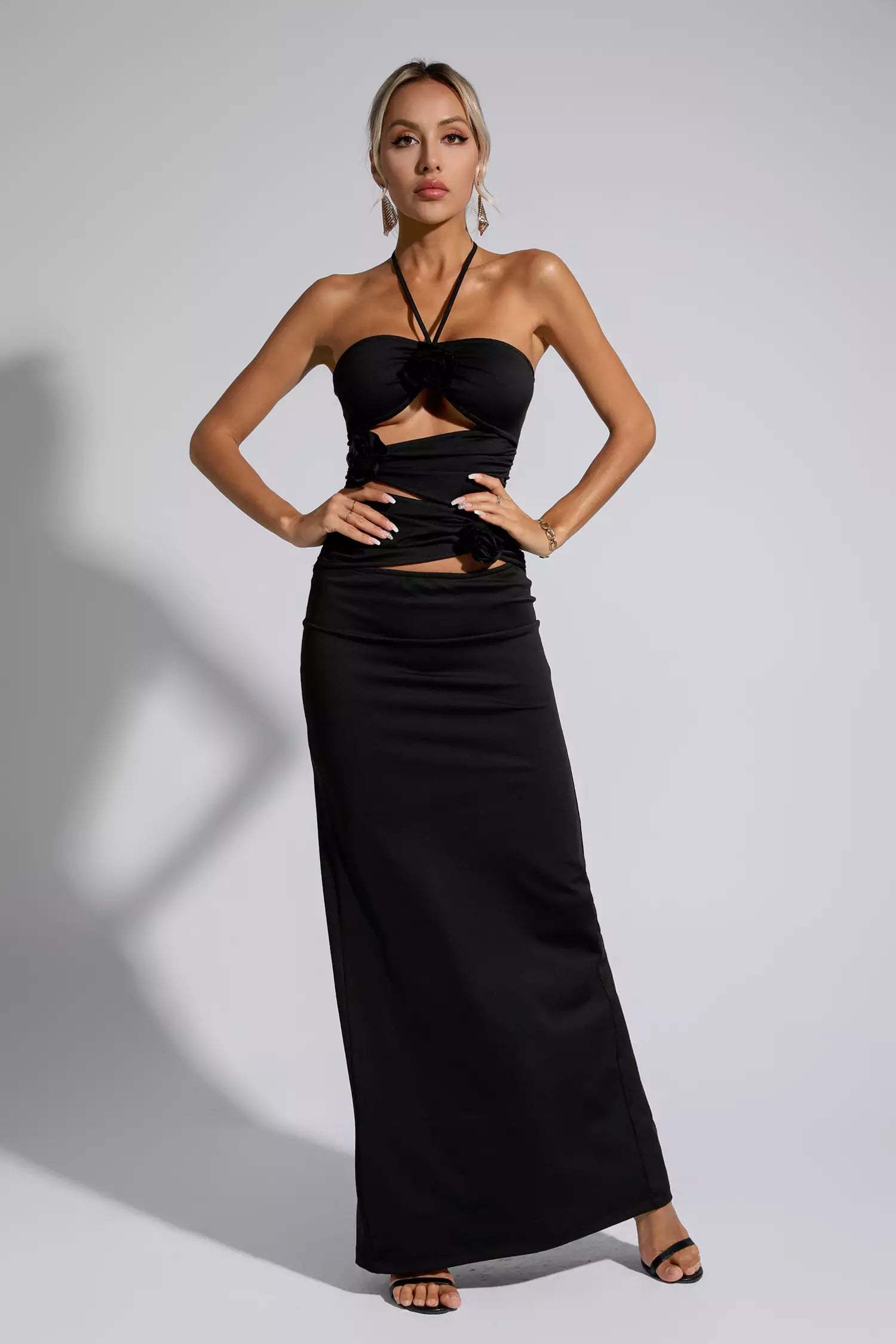 Cliff Black Floral Maxi Dress