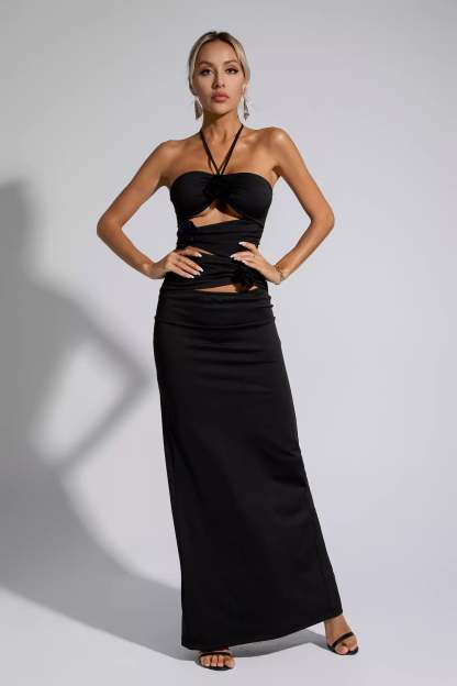 Cliff Black Floral Maxi Dress