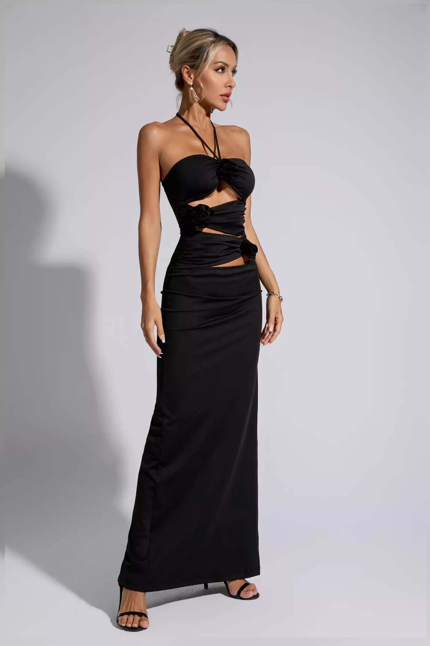 Cliff Black Floral Maxi Dress