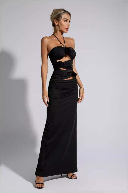 Cliff Black Floral Maxi Dress