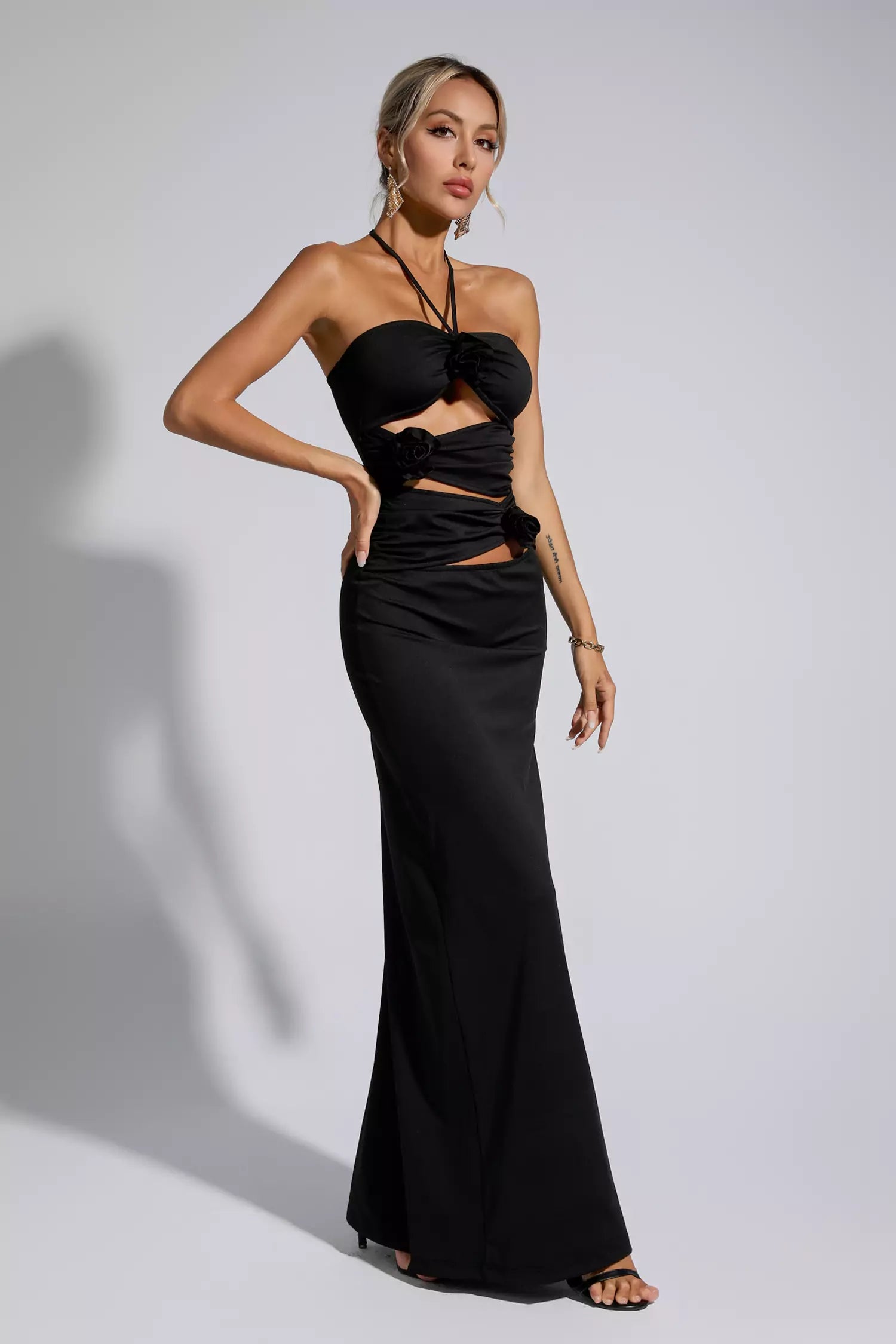 Cliff Black Floral Maxi Dress