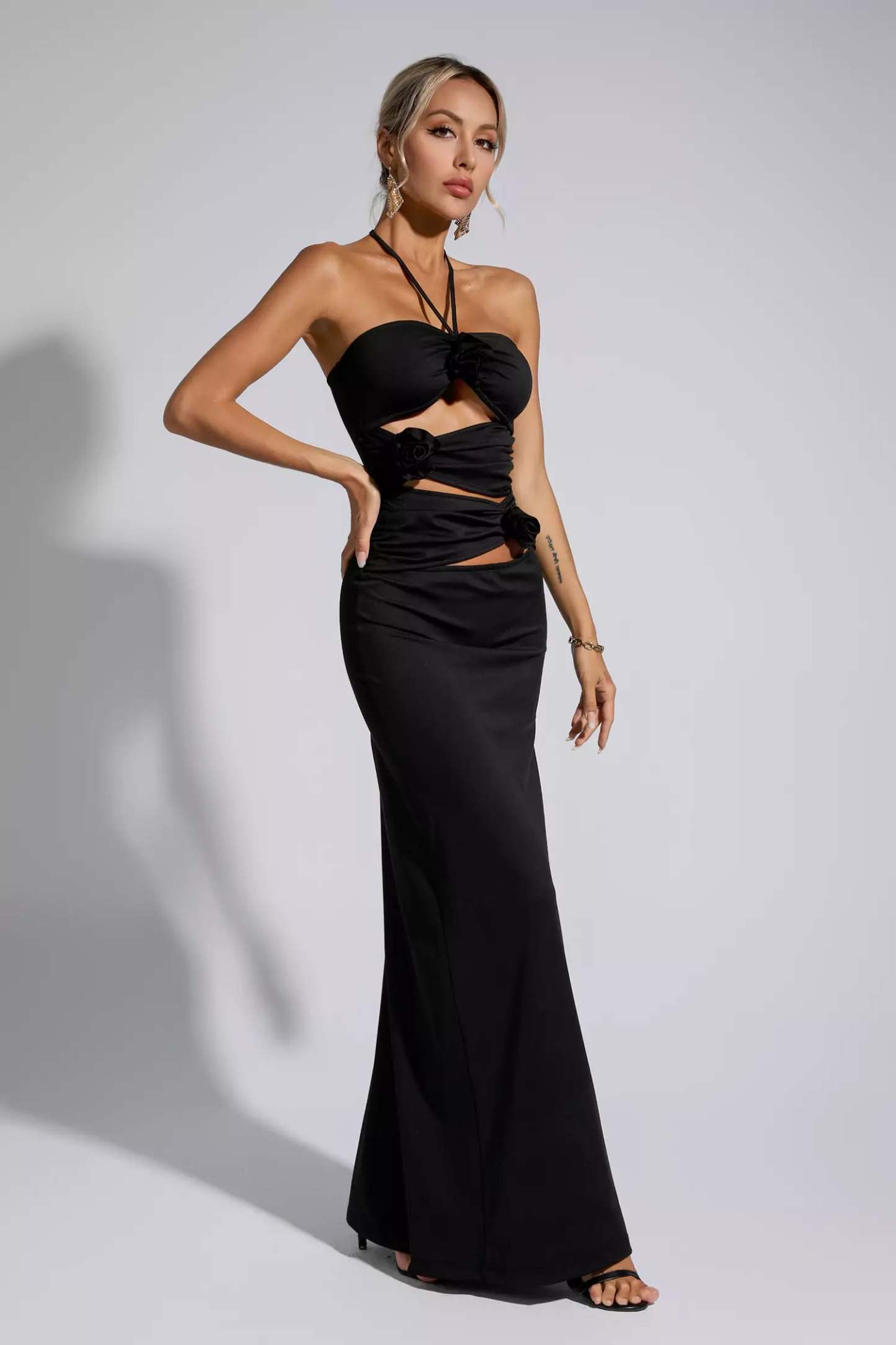 Cliff Black Floral Maxi Dress