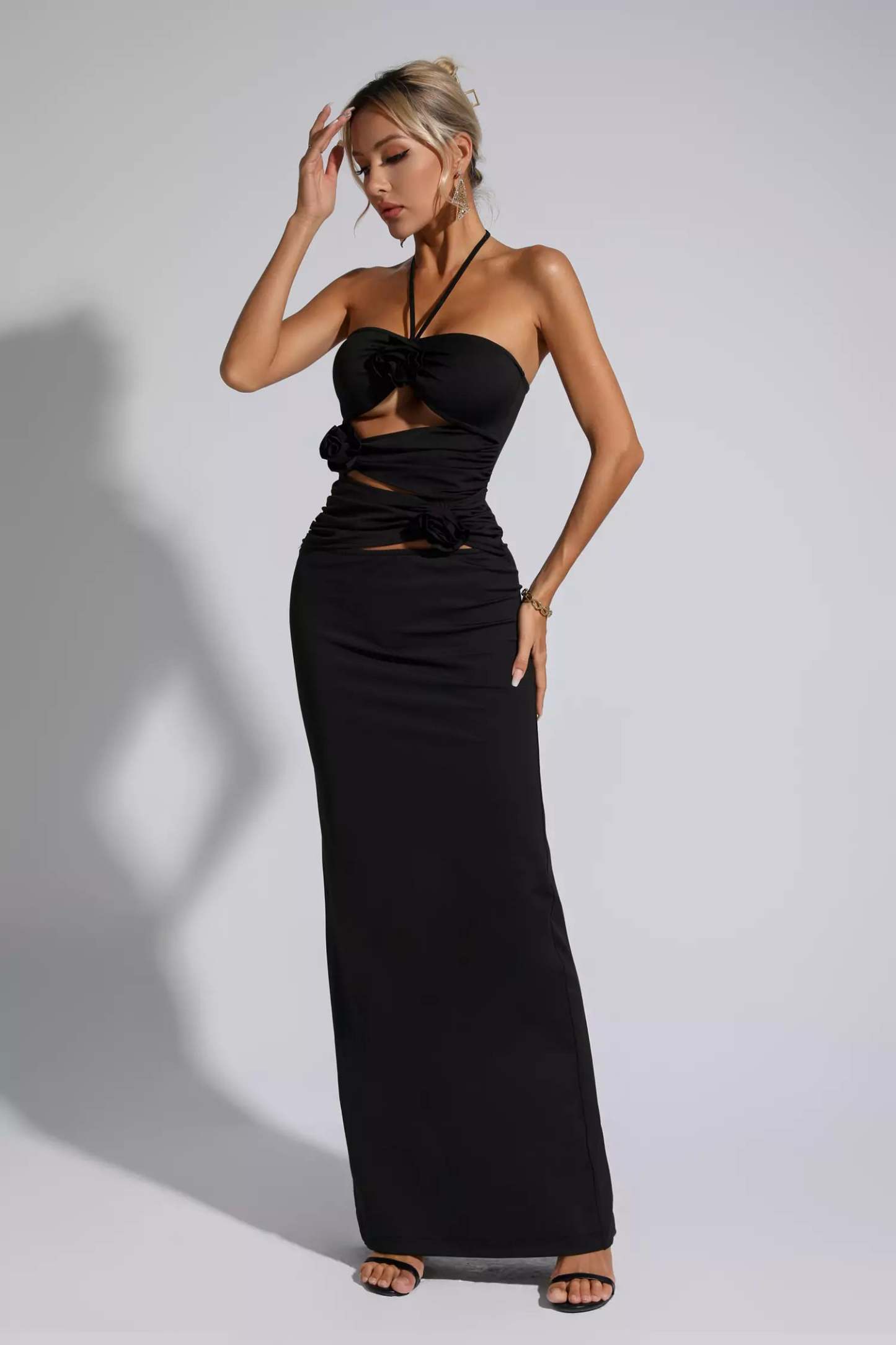 Cliff Black Floral Maxi Dress