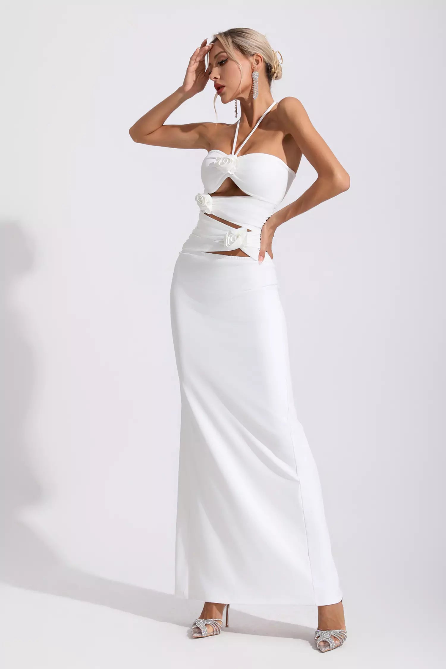 Cliff White Floral Maxi Dress