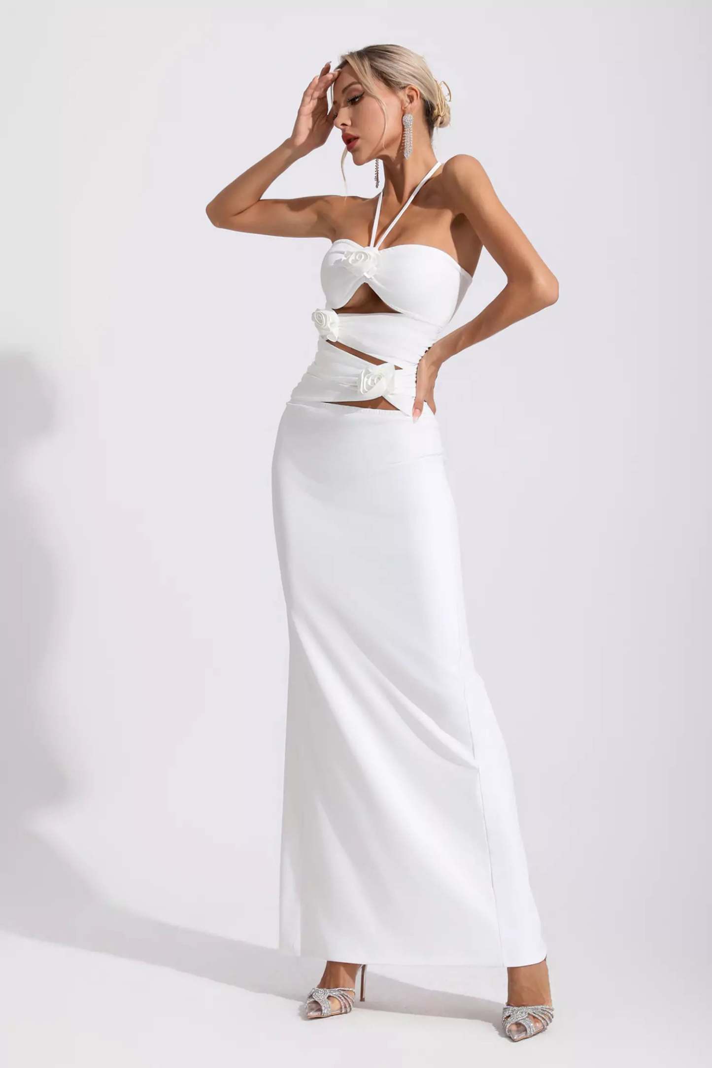 Cliff White Floral Maxi Dress