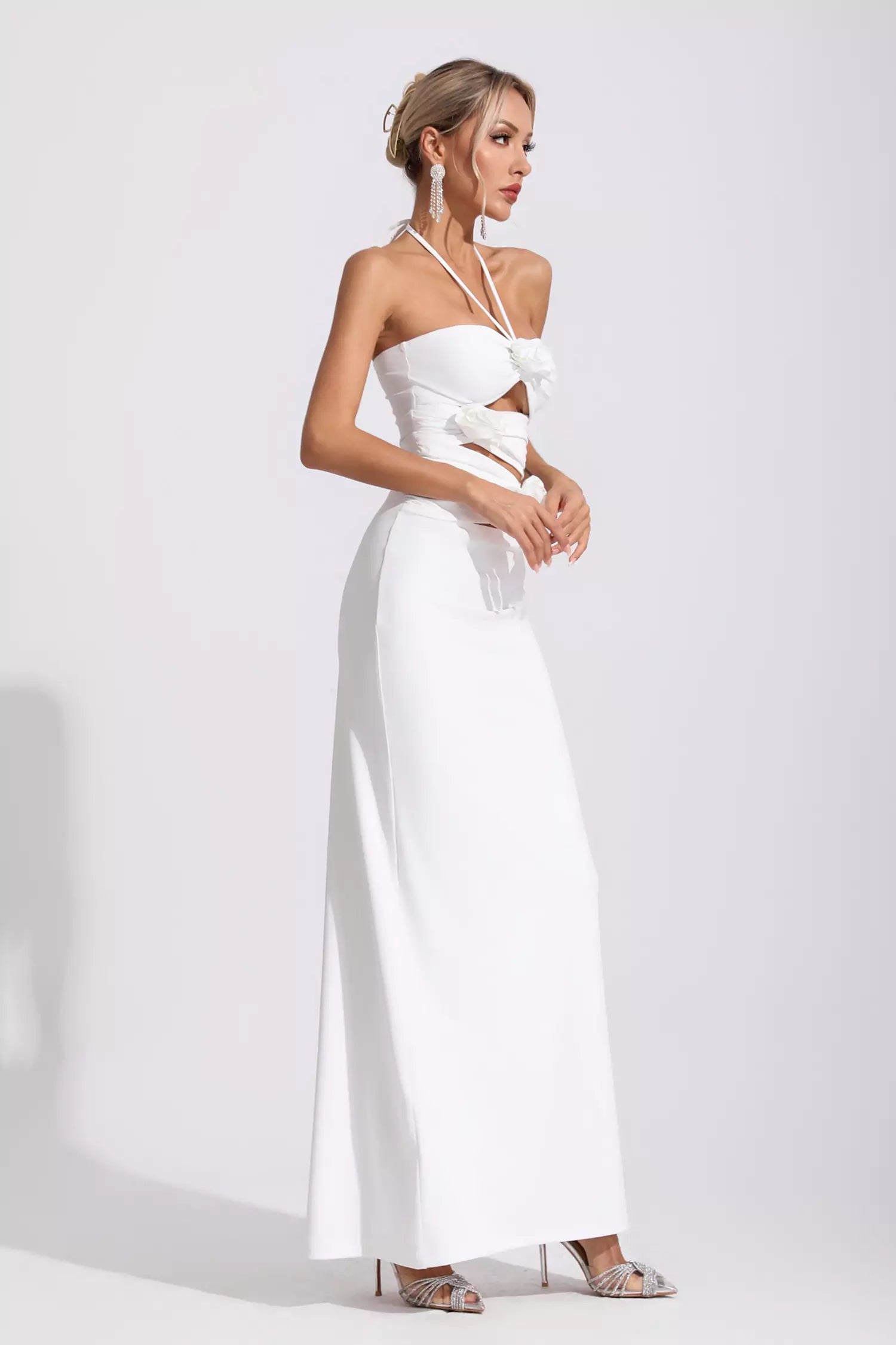 Cliff White Floral Maxi Dress