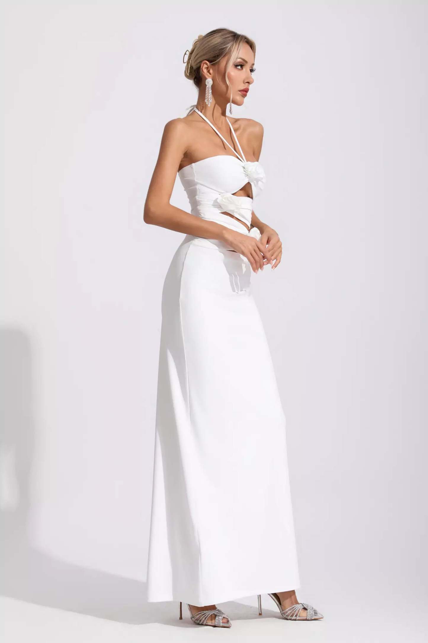 Cliff White Floral Maxi Dress
