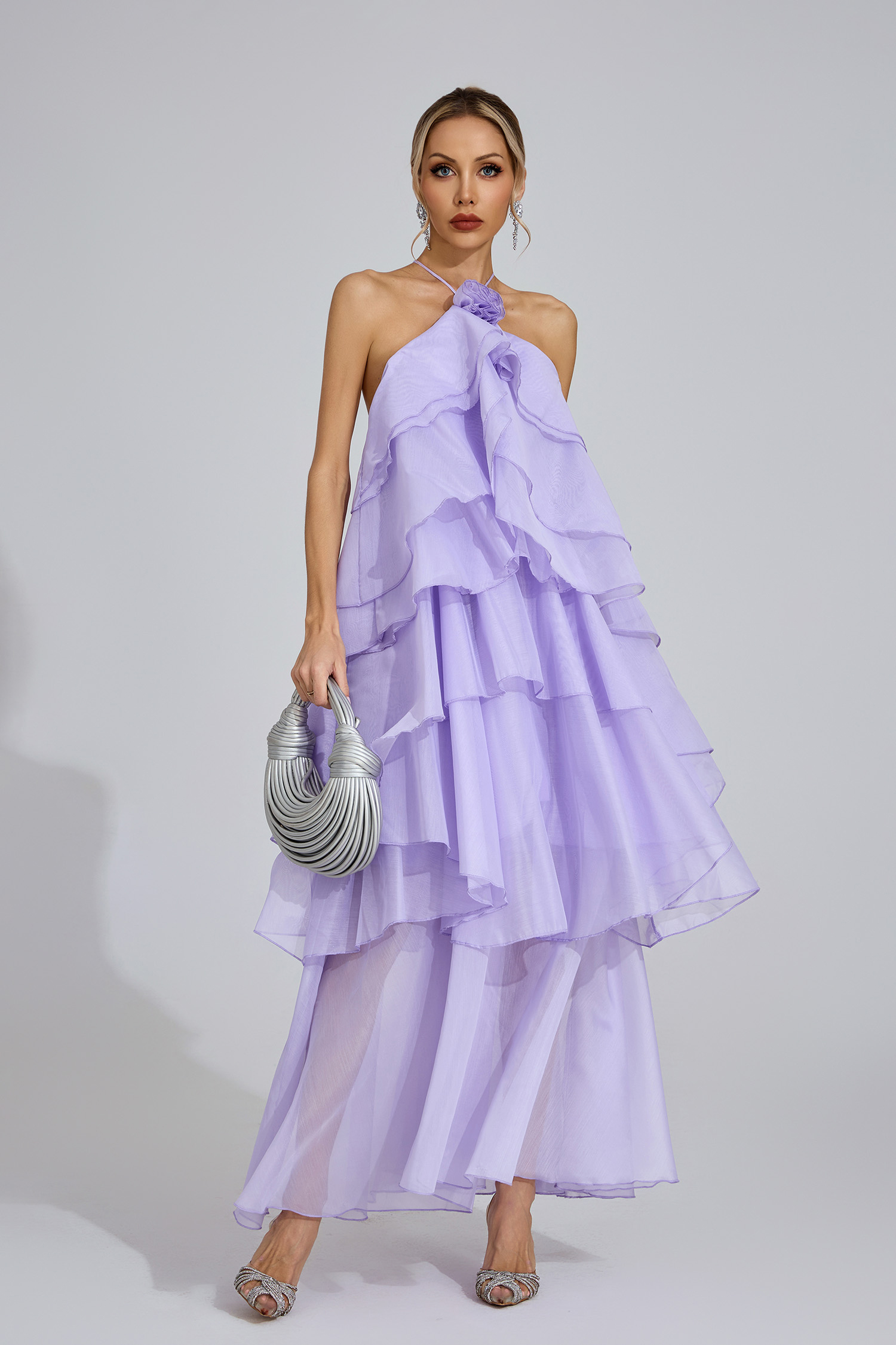 Port Purple Ruffle Maxi Dress