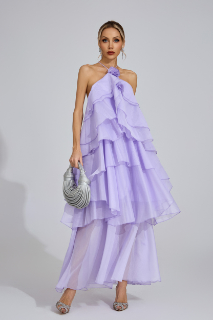 Port Purple Ruffle Maxi Dress