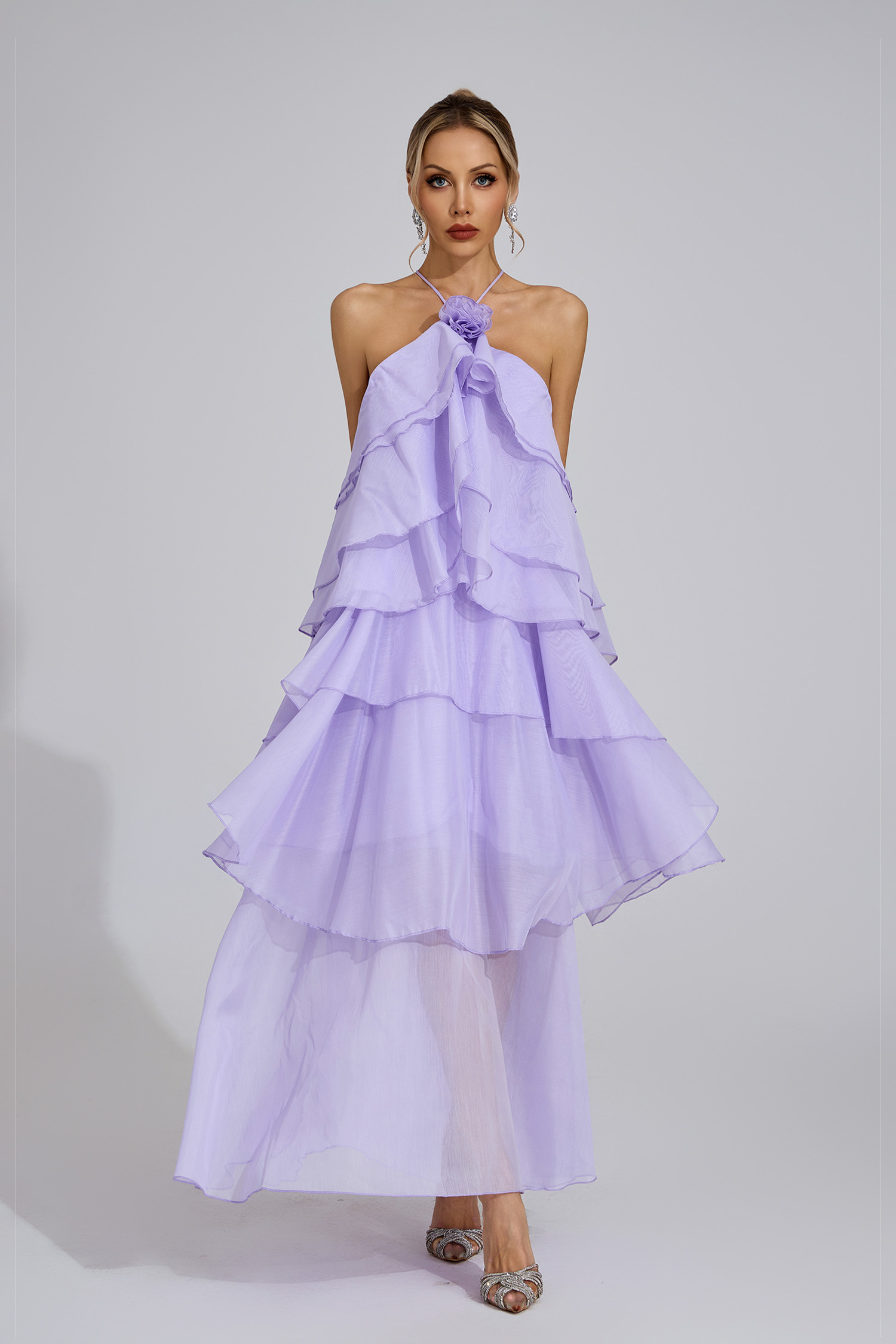 Port Purple Ruffle Maxi Dress