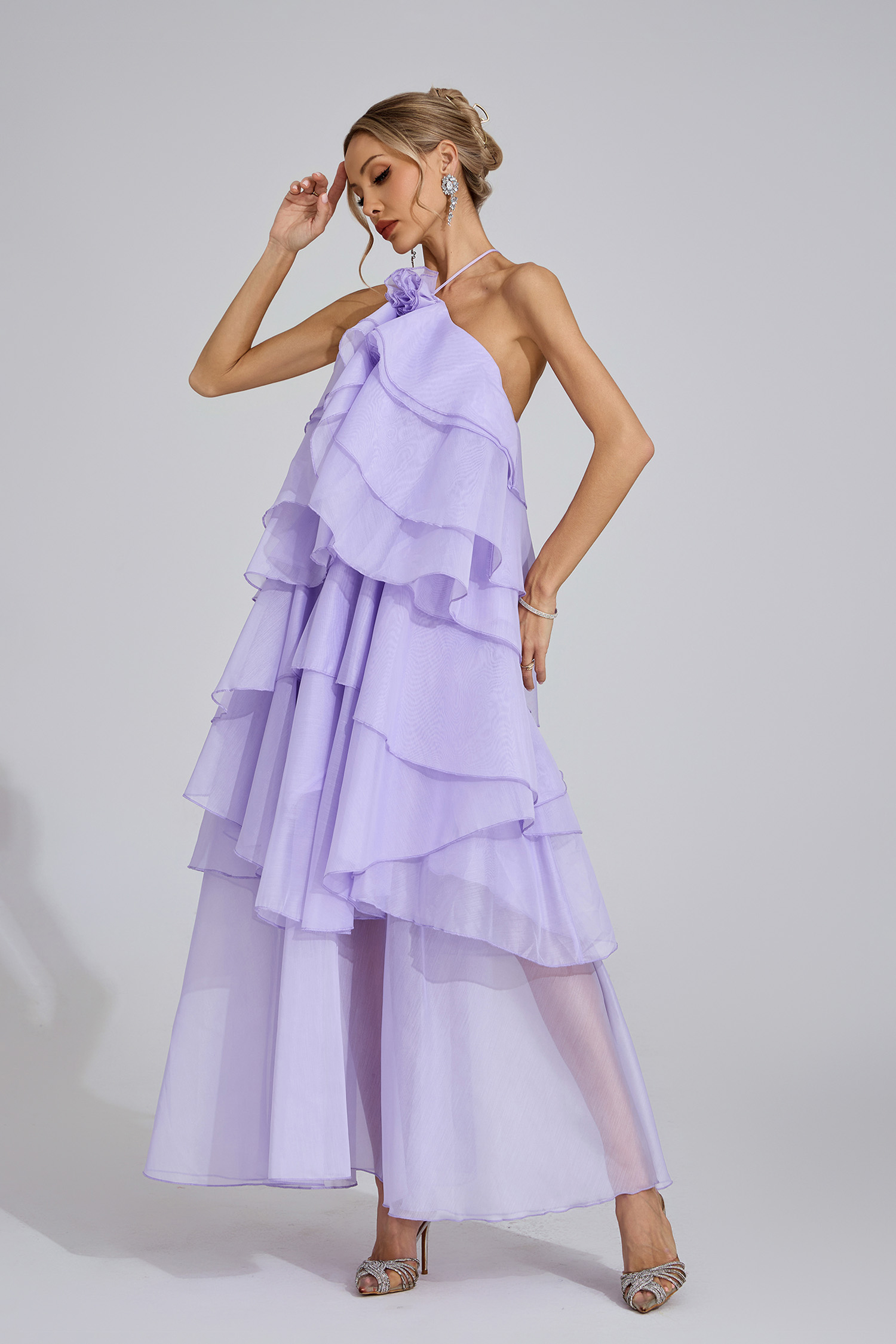 Port Purple Ruffle Maxi Dress