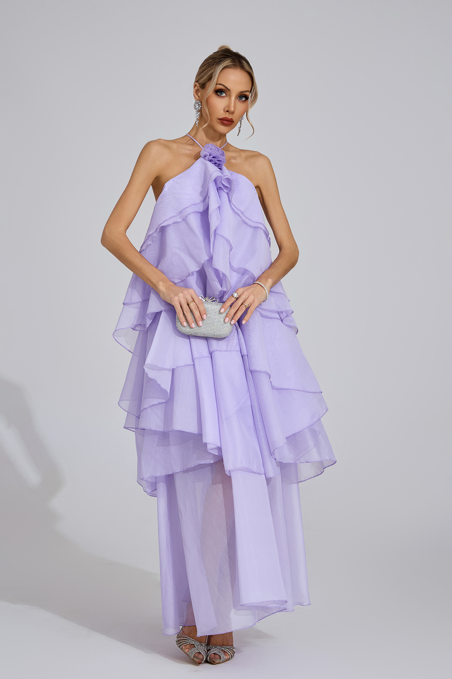 Port Purple Ruffle Maxi Dress