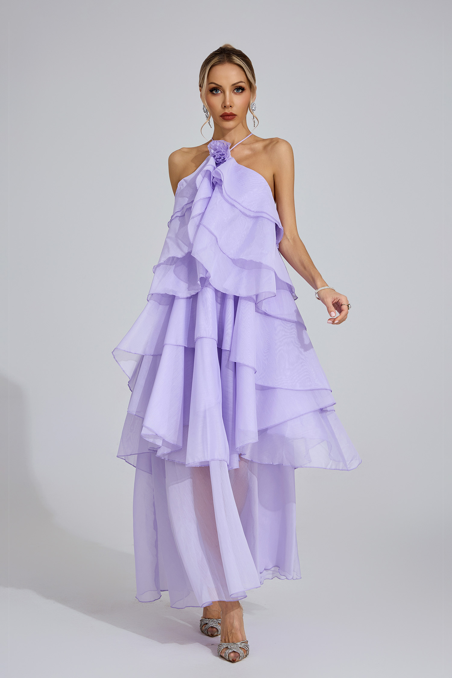 Port Purple Ruffle Maxi Dress