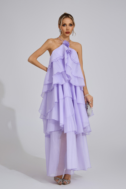 Port Purple Ruffle Maxi Dress