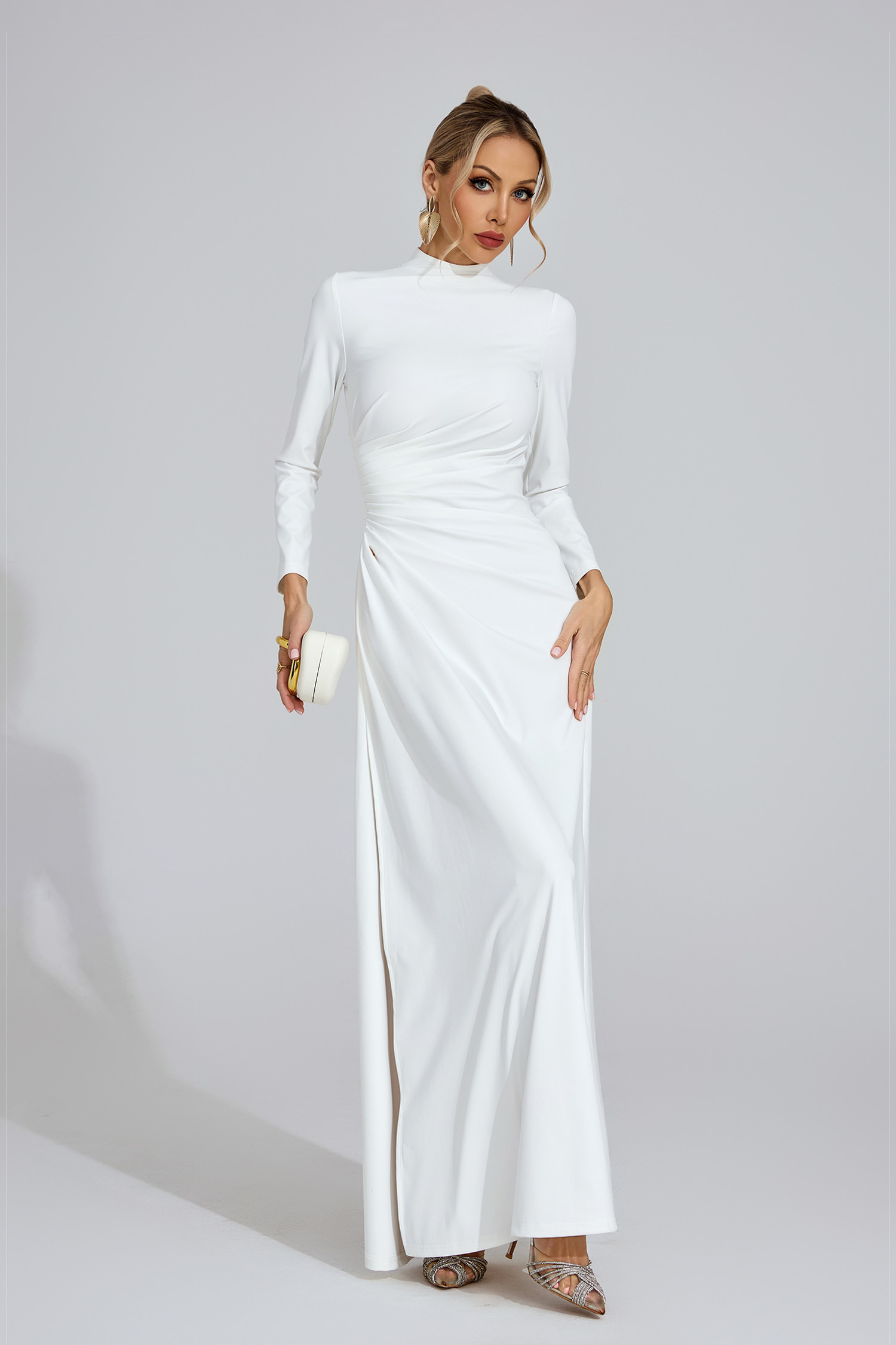 Thea White High Slit Maxi Dress