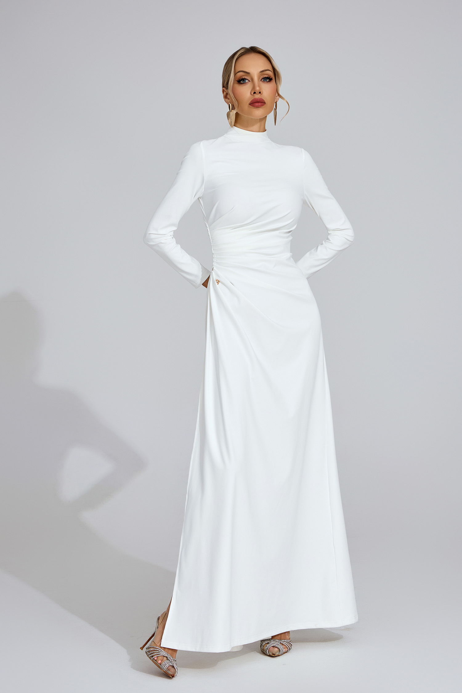 Thea White High Slit Maxi Dress