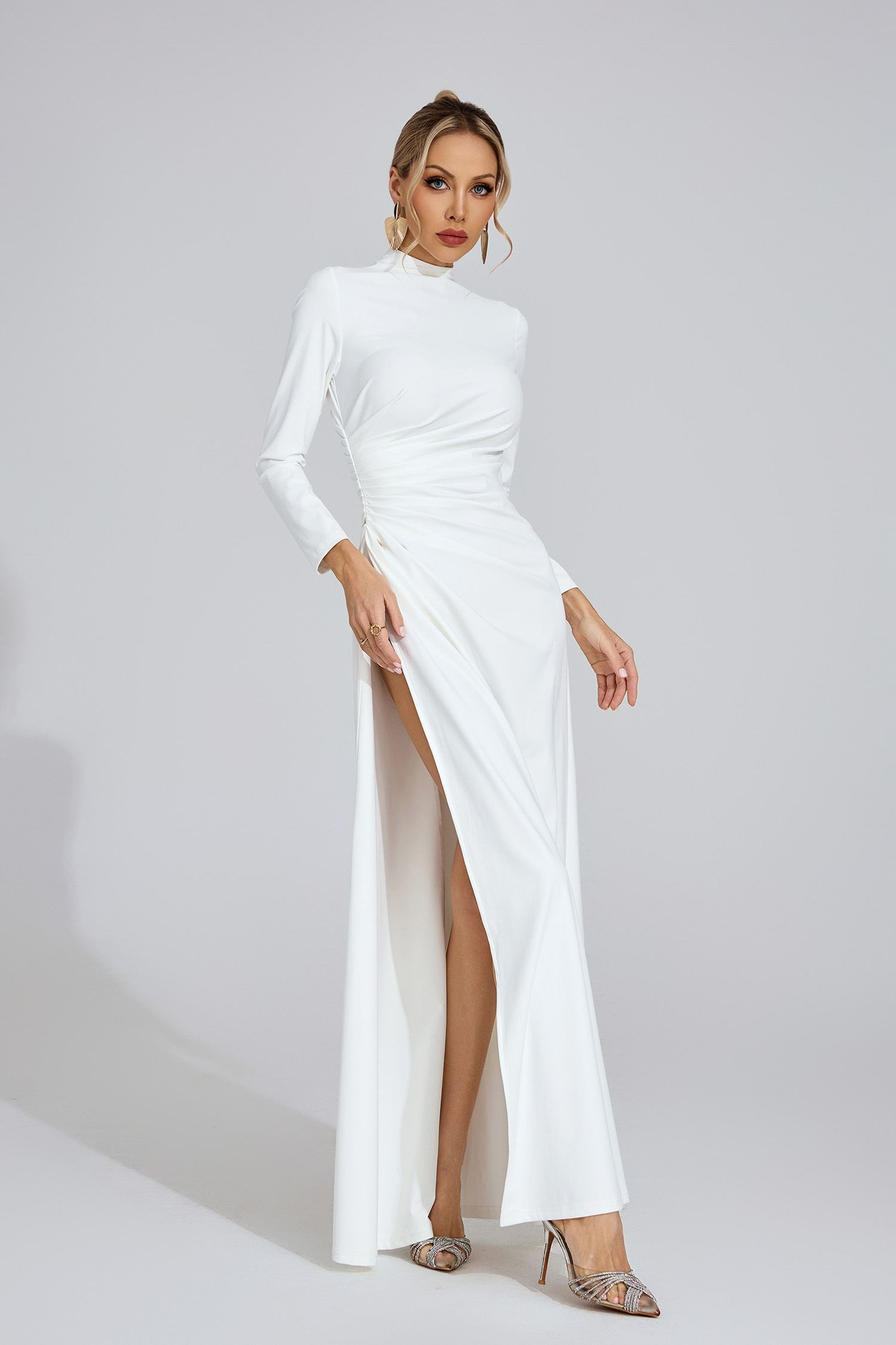 Thea White High Slit Maxi Dress