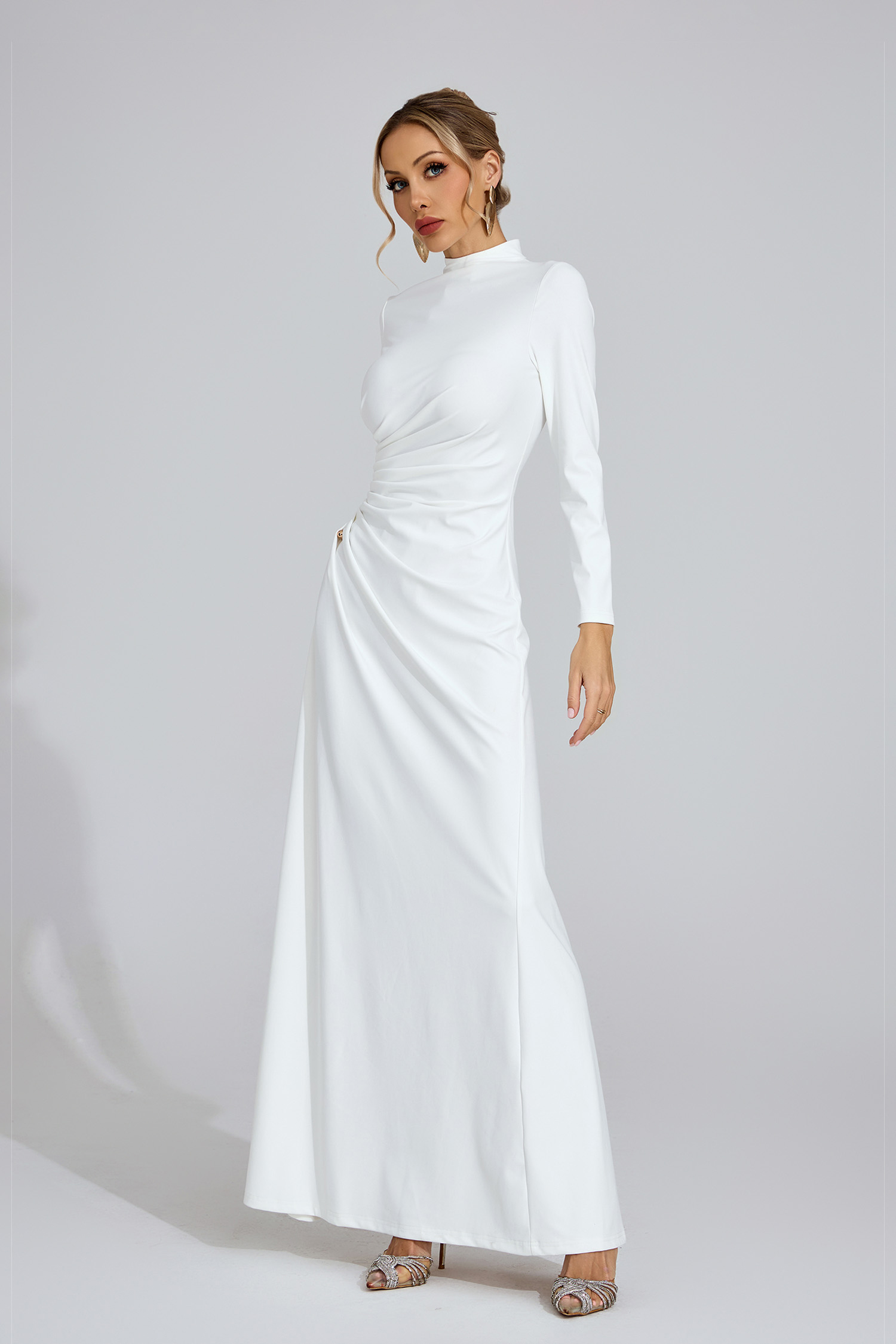 Thea White High Slit Maxi Dress