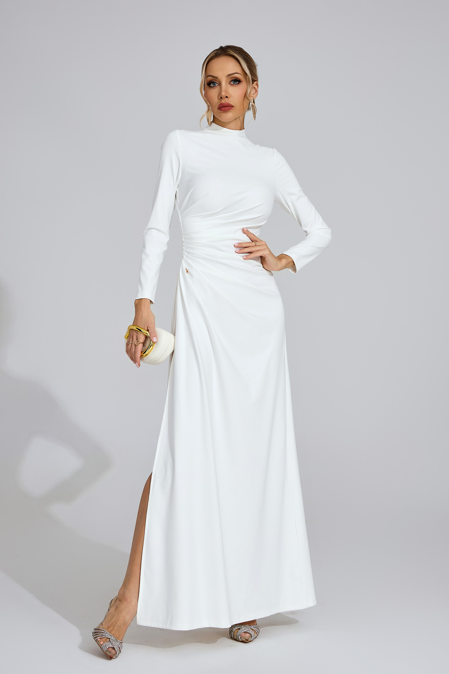Thea White High Slit Maxi Dress