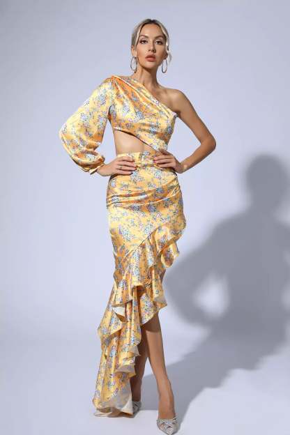 Dewey Yellow Floral Maxi Dress