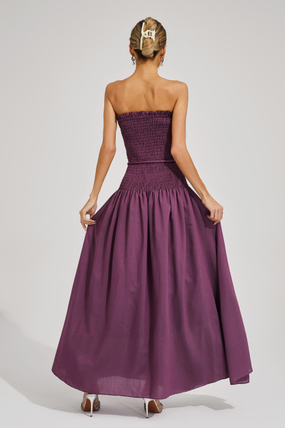 Adams Purple Ruched Off Shoulder Dress