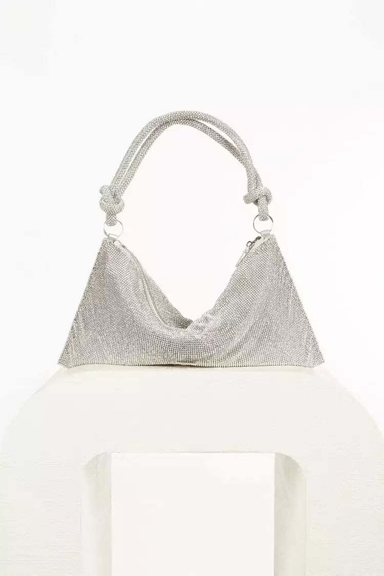 Crichton Silver Rhinestone Shoulder Bag