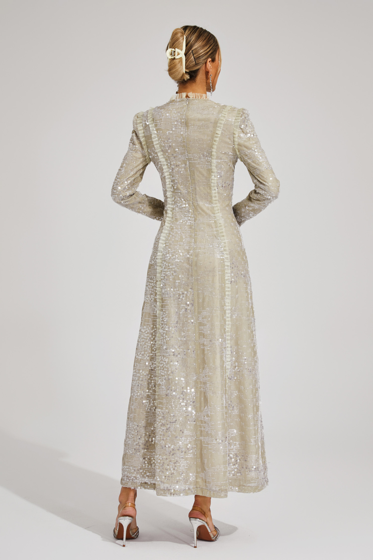 Maud Apricot Sequin Maxi Dress