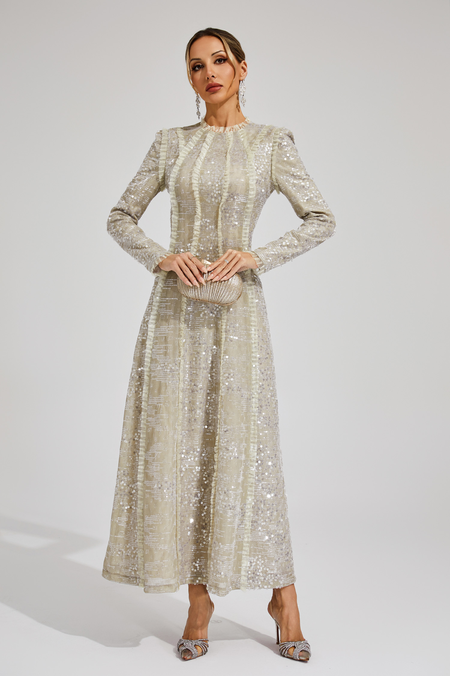 Maud Apricot Sequin Maxi Dress
