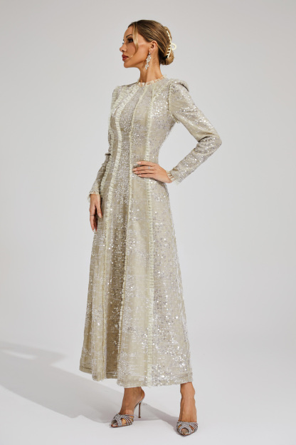 Maud Apricot Sequin Maxi Dress