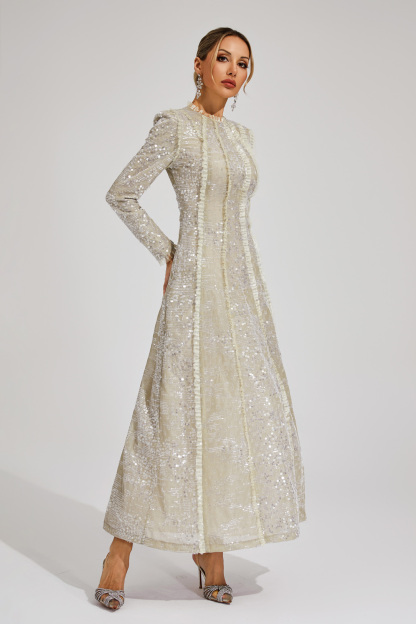 Maud Apricot Sequin Maxi Dress