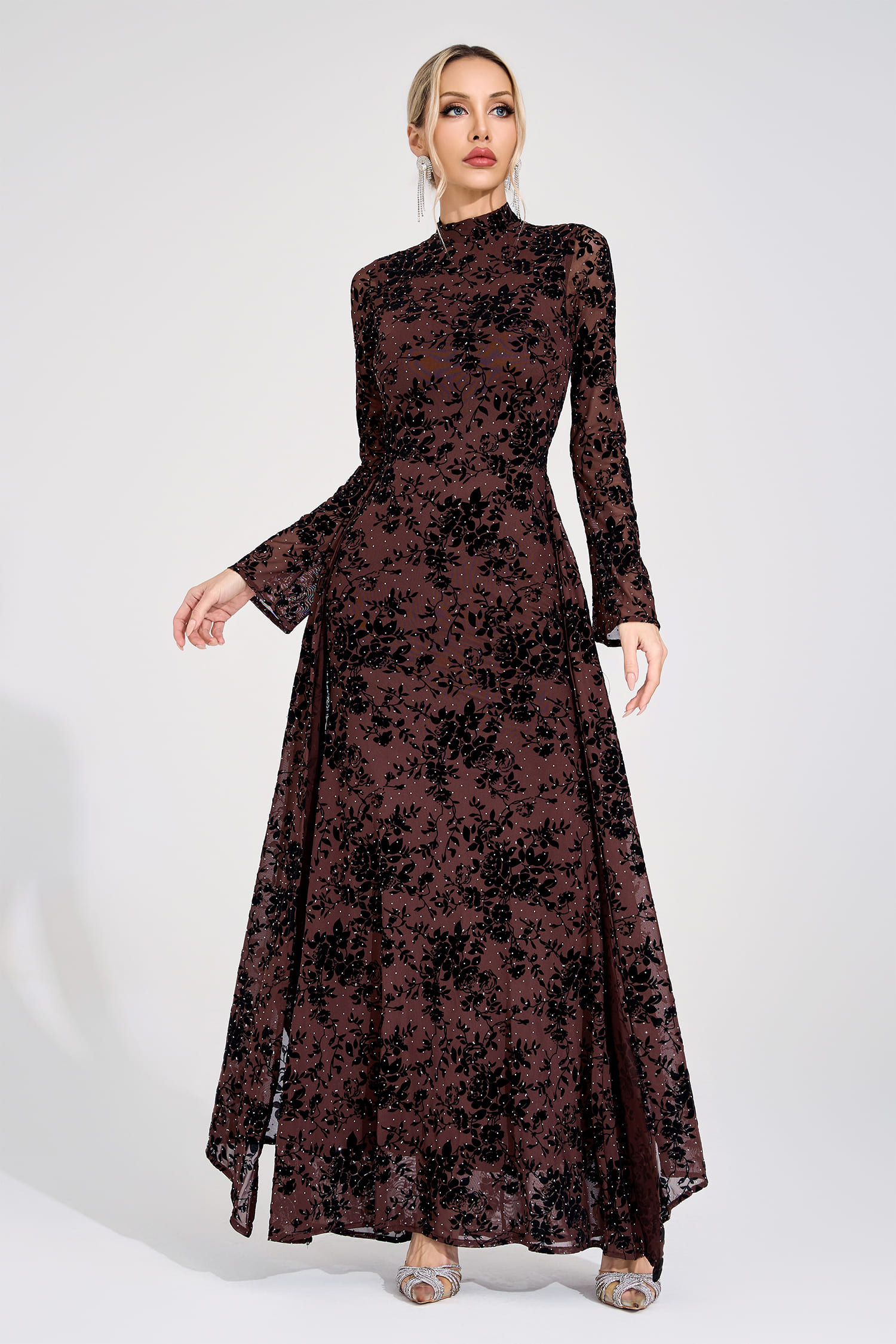 Austen Khaki Diamond Maxi Dress