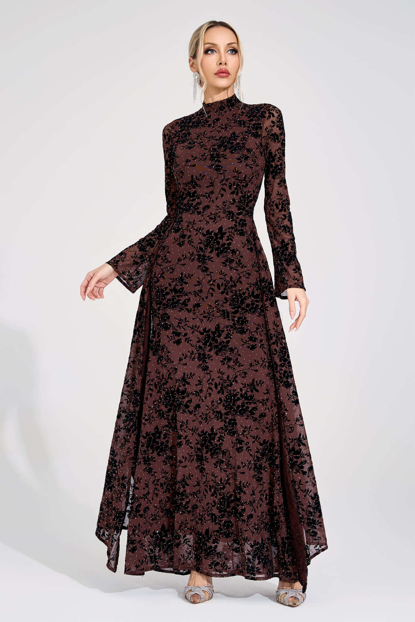 Austen Khaki Diamond Maxi Dress