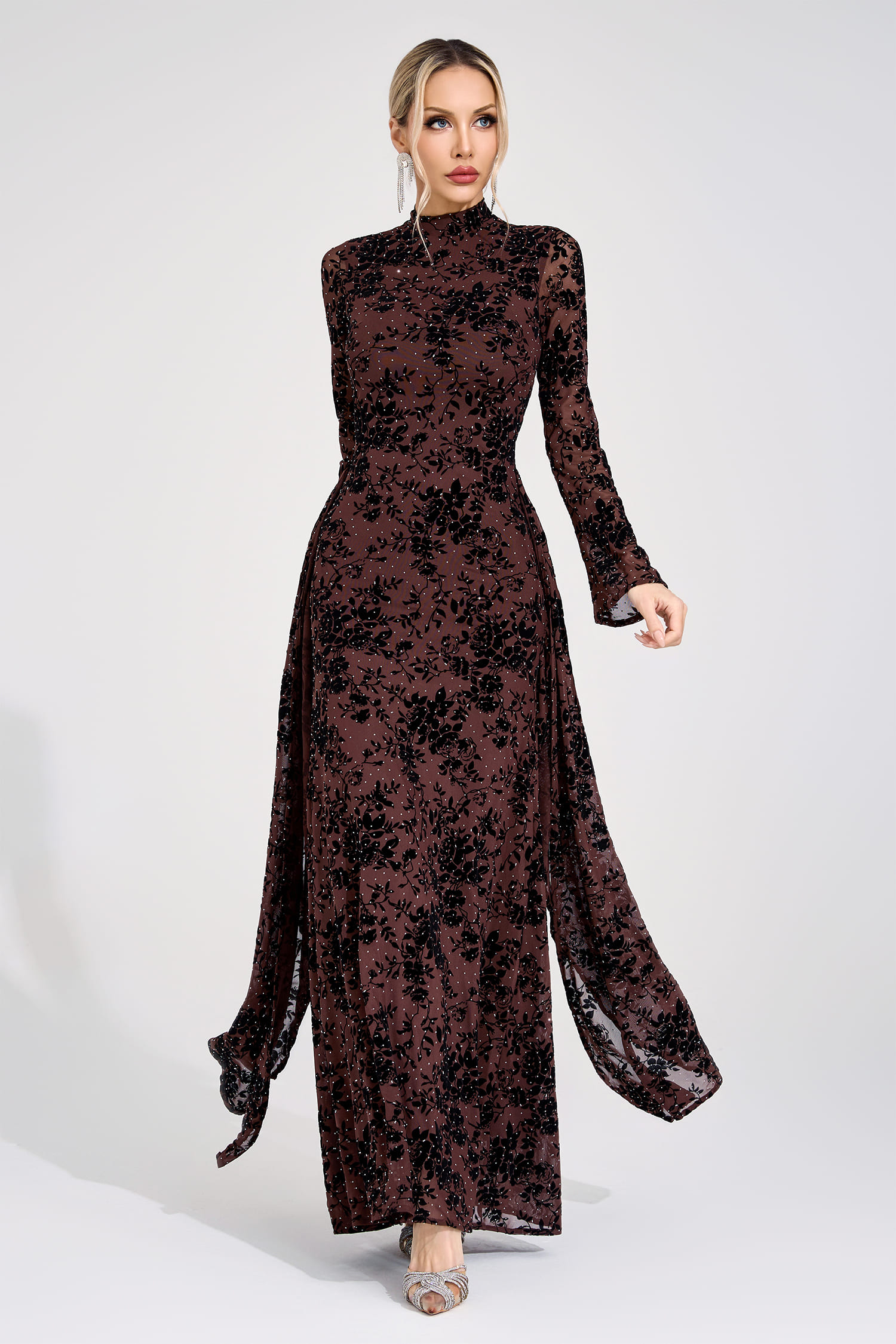 Austen Khaki Diamond Maxi Dress