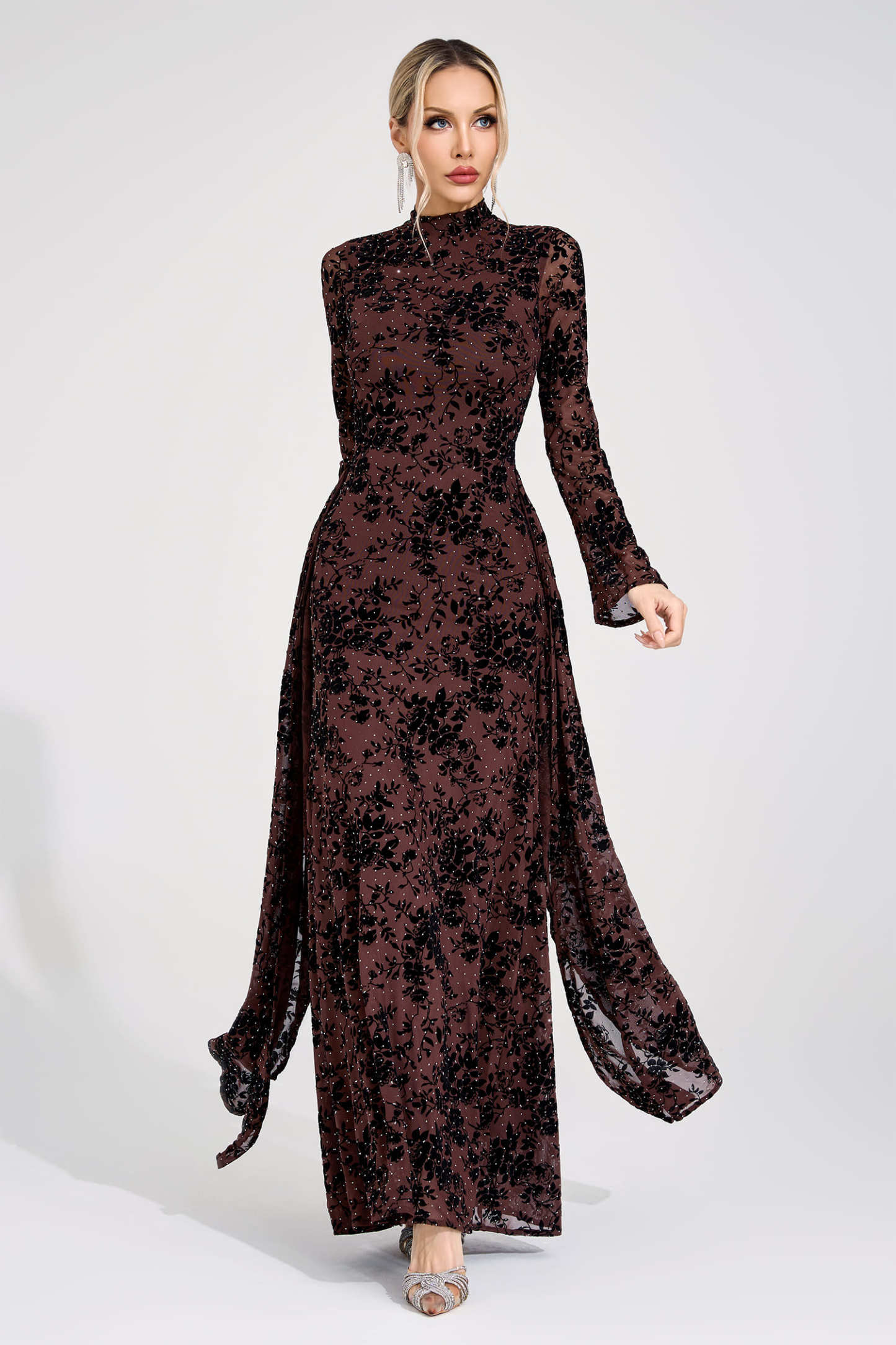 Austen Khaki Diamond Maxi Dress